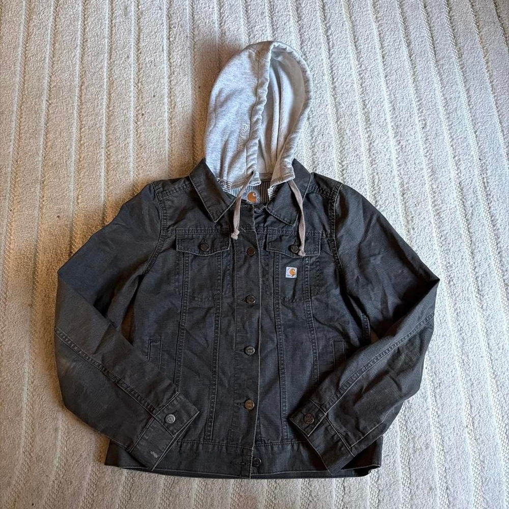 Carhartt Charcoal-grey/black utility/canvas jacket size S Women's Outdoor